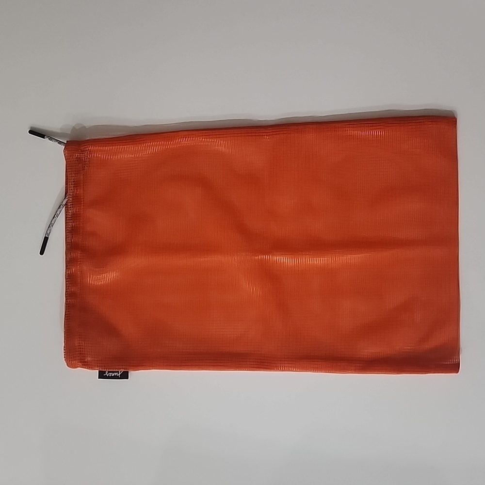 Junes Sustainable Reusable Nylon Mesh Drawstring See-Through Orange Bag NWOT